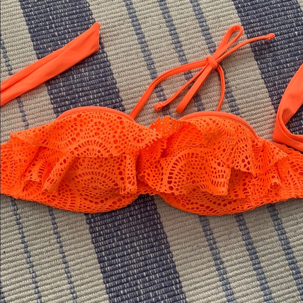 Aerie orange bikini top with removable straps